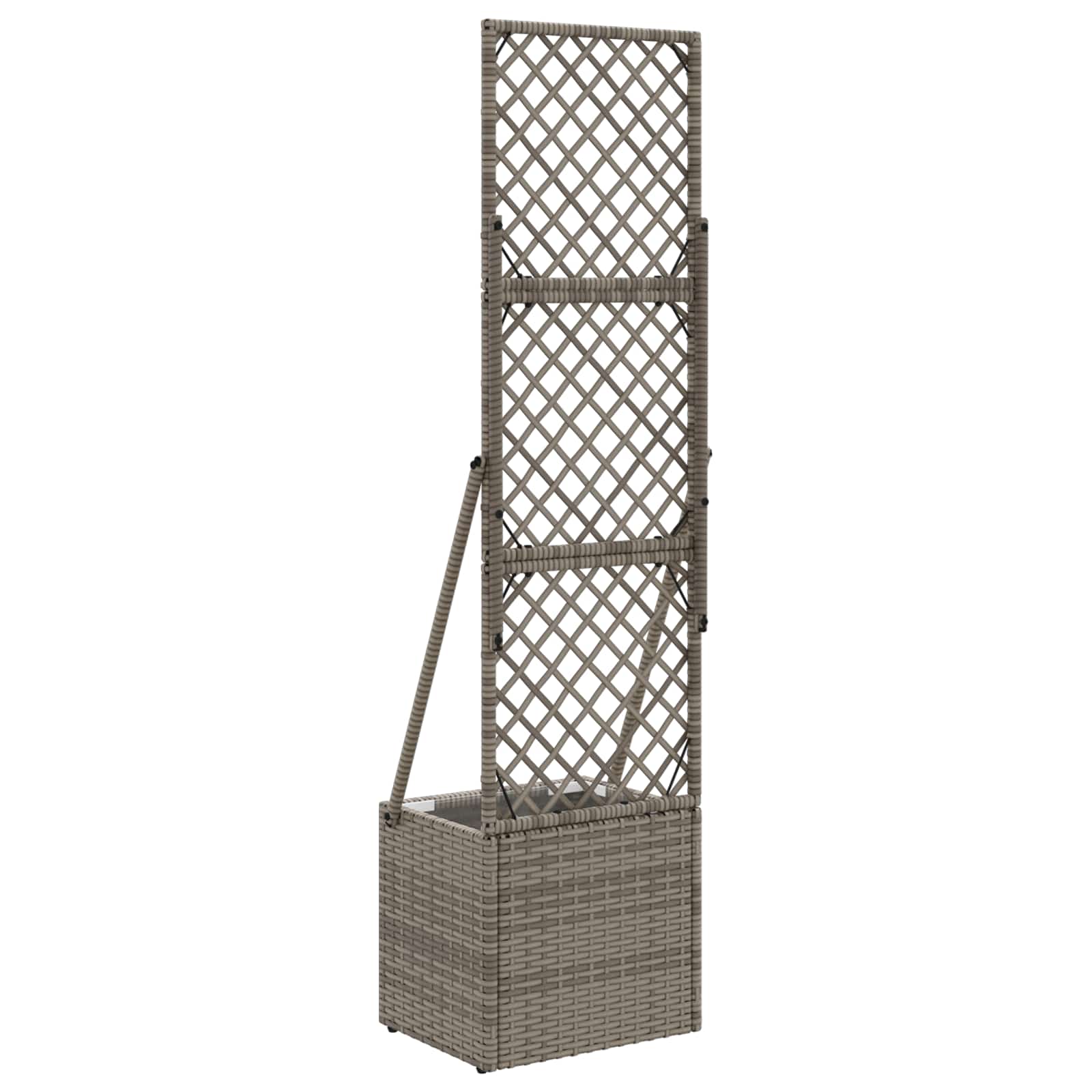 Gartenpflanzer Mit Gitter Grau Poly-Rattan