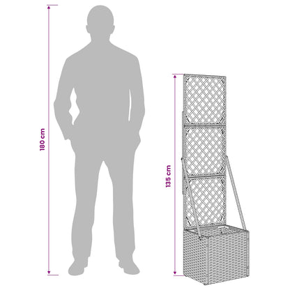 Gartenpflanzer Mit Gitter Grau Poly-Rattan