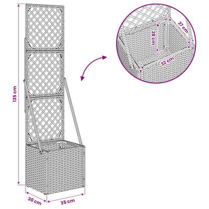 Gartenpflanzer Mit Gitter Grau Poly-Rattan