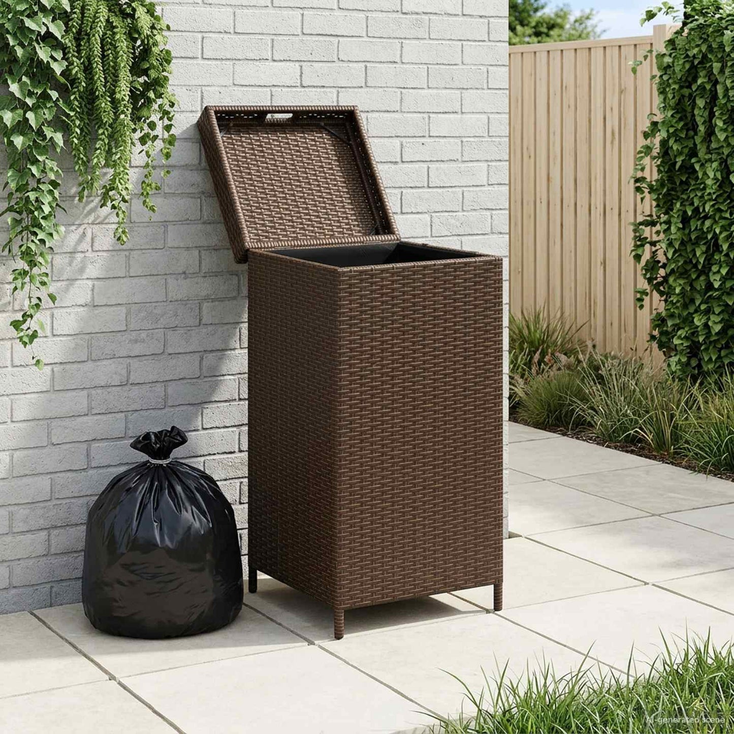 Außen-Mülltonne Braun 40 X 40 X 80 Cm Poly-Rattan