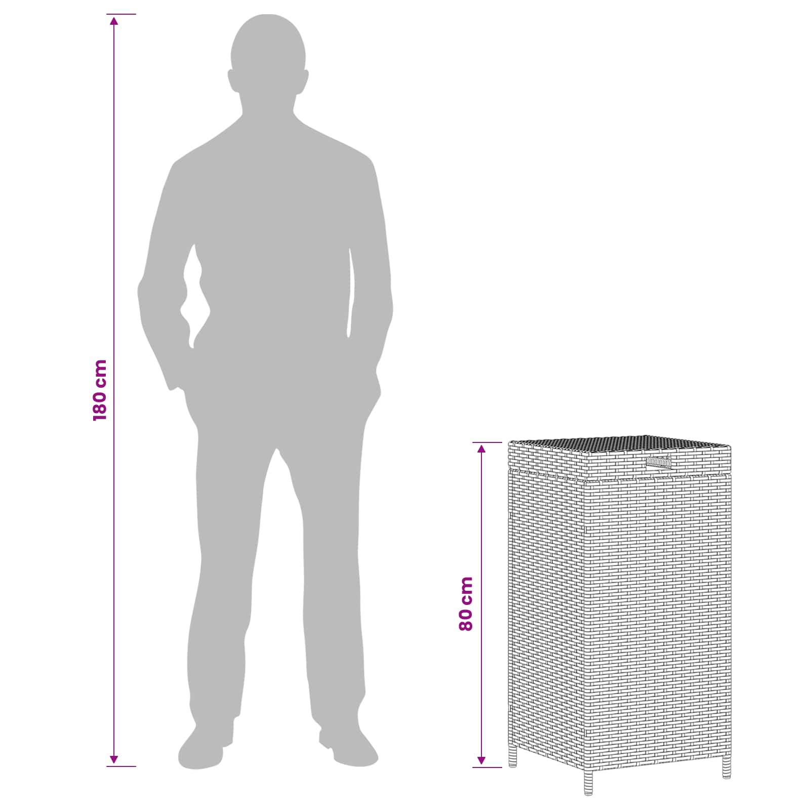Außen-Mülltonne Braun 40 X 40 X 80 Cm Poly-Rattan