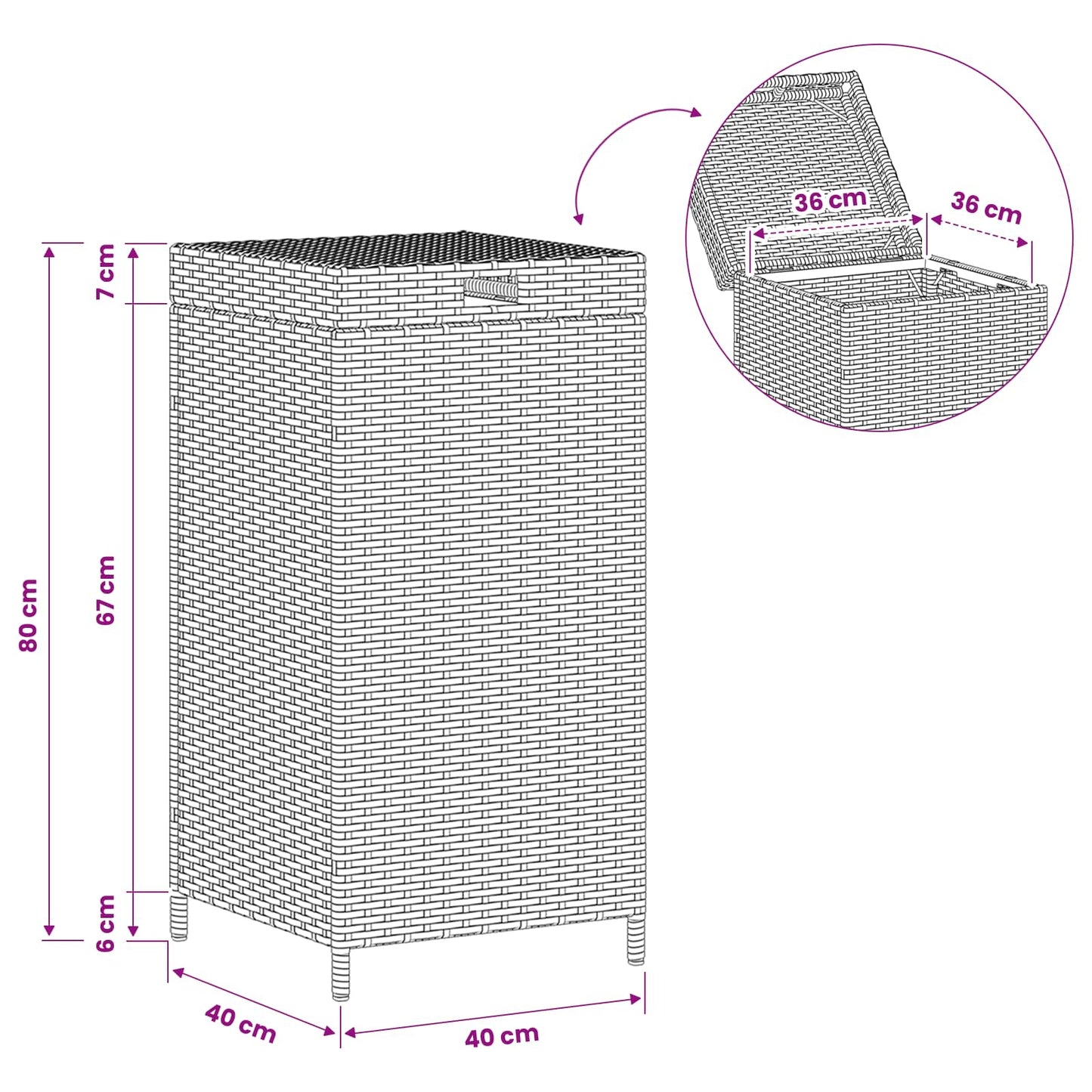 Außen-Mülltonne Braun 40 X 40 X 80 Cm Poly-Rattan