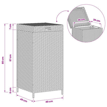 Außen-Mülltonne Braun 40 X 40 X 80 Cm Poly-Rattan
