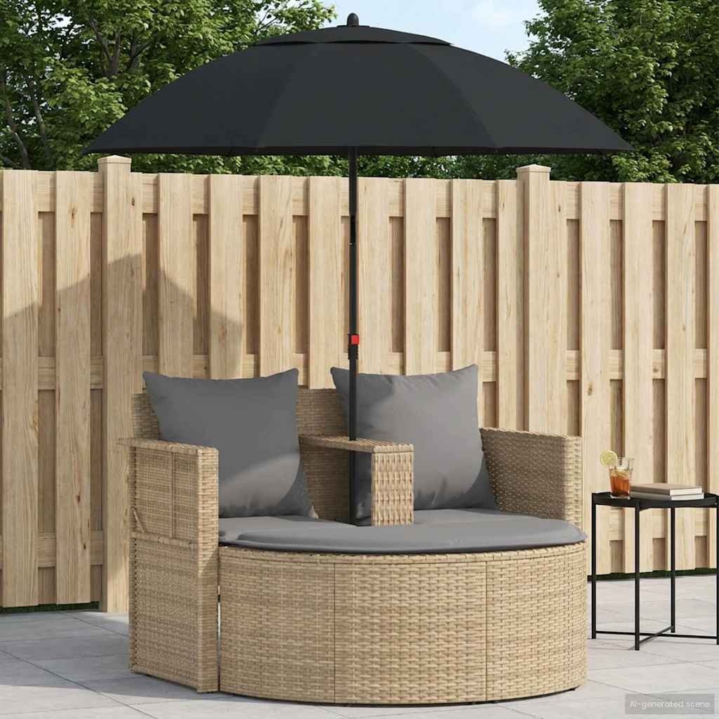 Gartenbett Mit Sonnenschirm Braun Poly Rattan