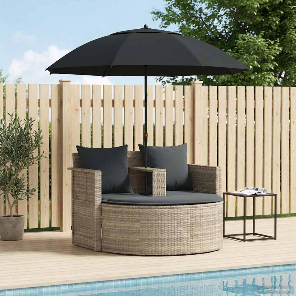 Gartenbett Mit Sonnenschirm Braun Poly Rattan