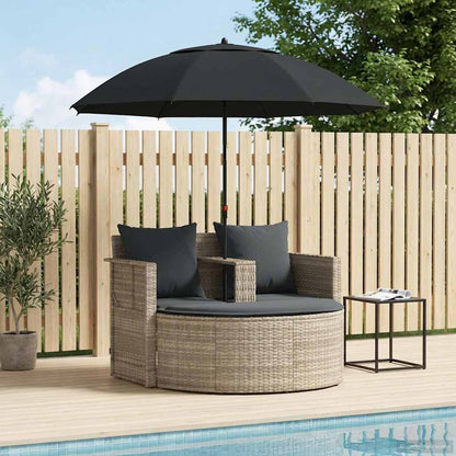 Gartenbett Mit Sonnenschirm Braun Poly Rattan