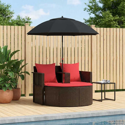 Gartenbett Mit Sonnenschirm Braun Poly Rattan