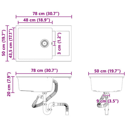 Waschbecken 780 X 500 Mm 80% Quarz Und 20% Harz