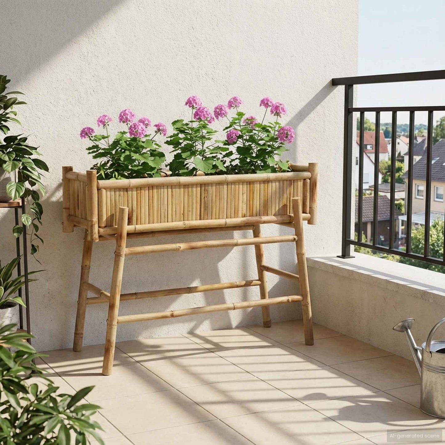 Gartenpflanzer Mit Halter Natur 100 X 38 X 114 Cm Bambus