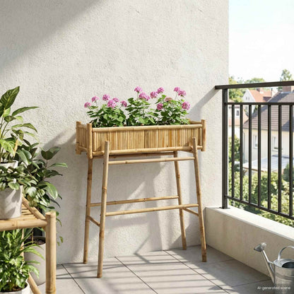 Gartenpflanzer Mit Halter Natur 100 X 38 X 114 Cm Bambus
