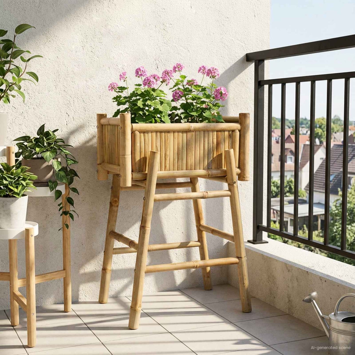 Gartenpflanzer Mit Halter Natur 100 X 38 X 114 Cm Bambus