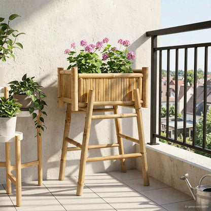 Gartenpflanzer Mit Halter Natur 100 X 38 X 114 Cm Bambus