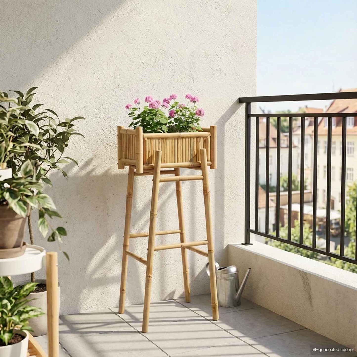 Gartenpflanzer Mit Halter Natur 100 X 38 X 114 Cm Bambus