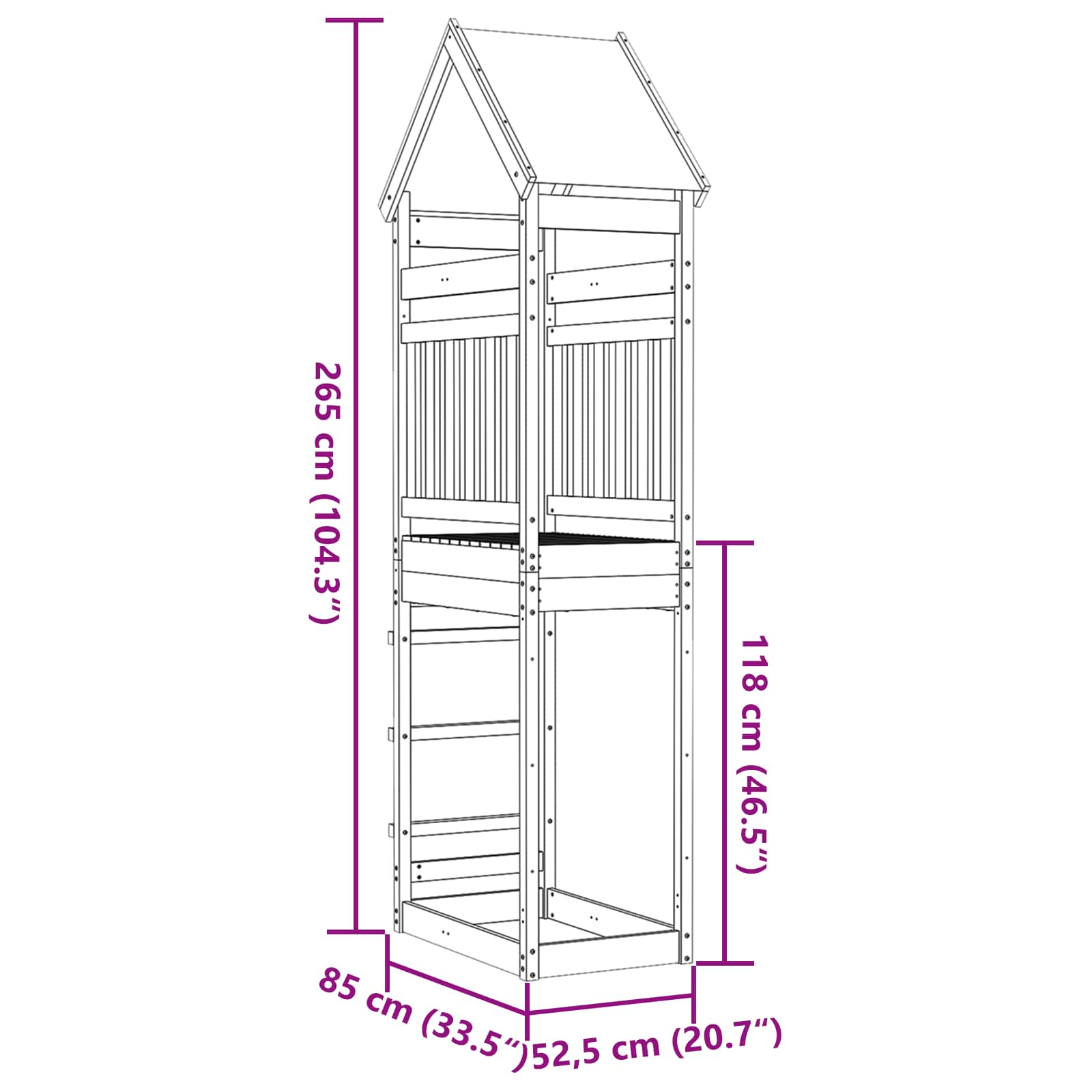 Spielturm Braun 52,5 X 85 X 265 Cm