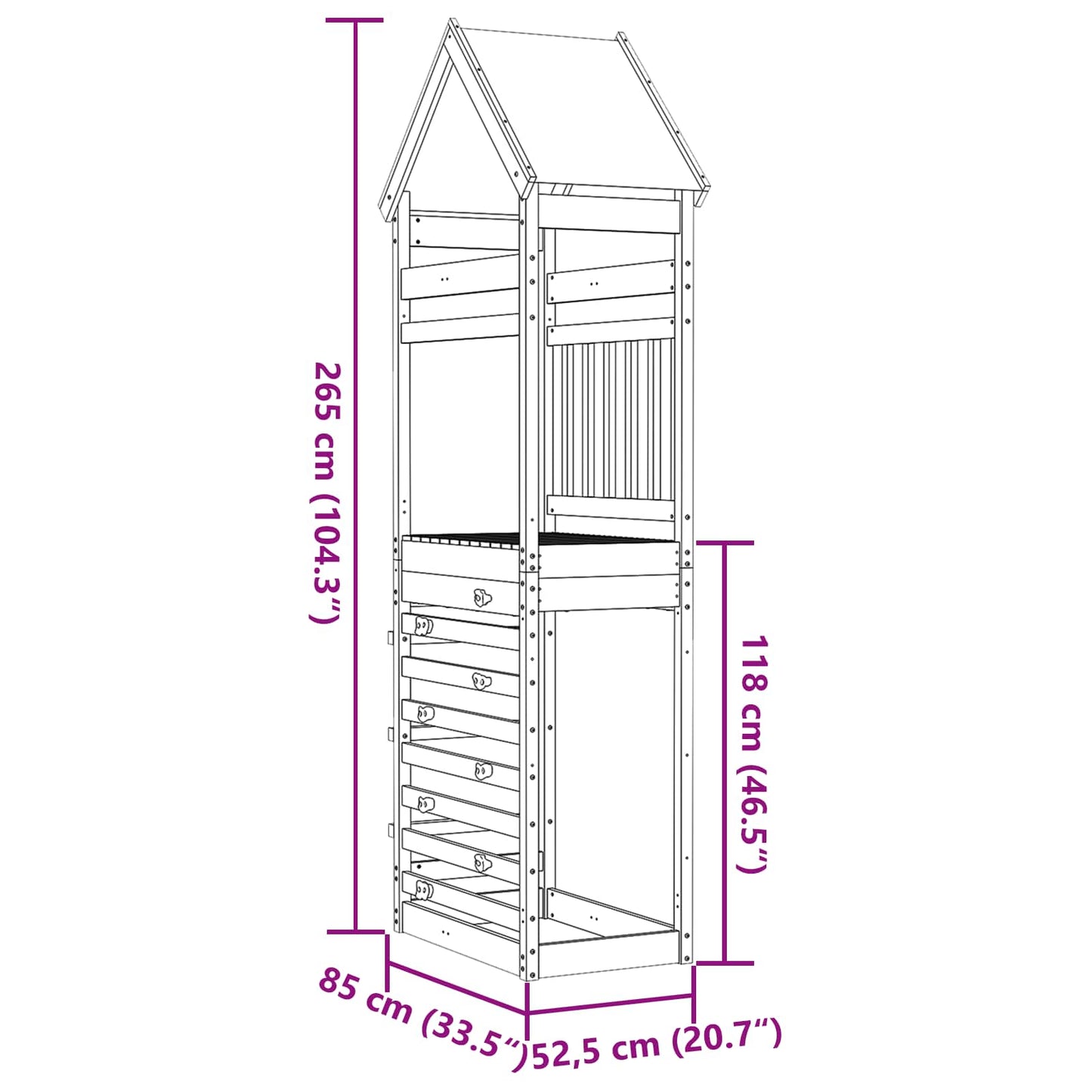 Spielturm Braun 52,5 X 85 X 265 Cm