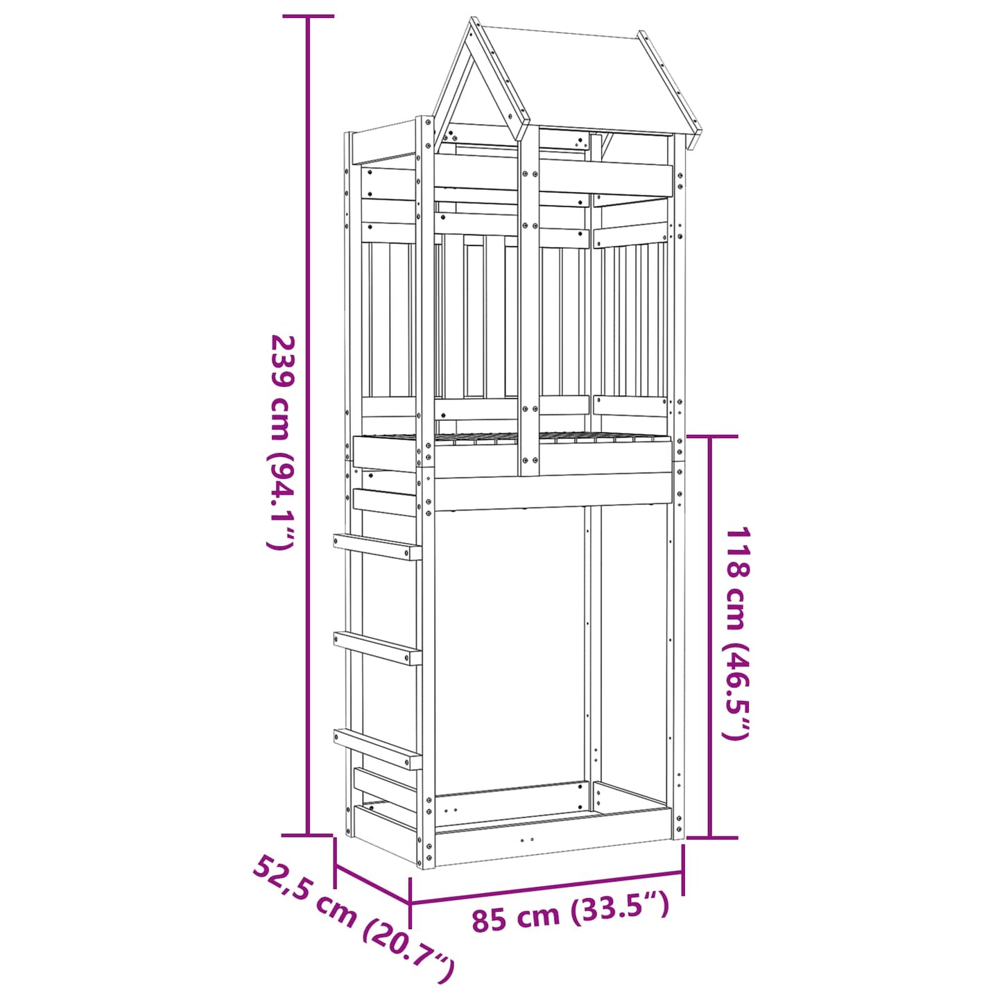 Spielturm Braun 85 X 52,5 X 239 Cm