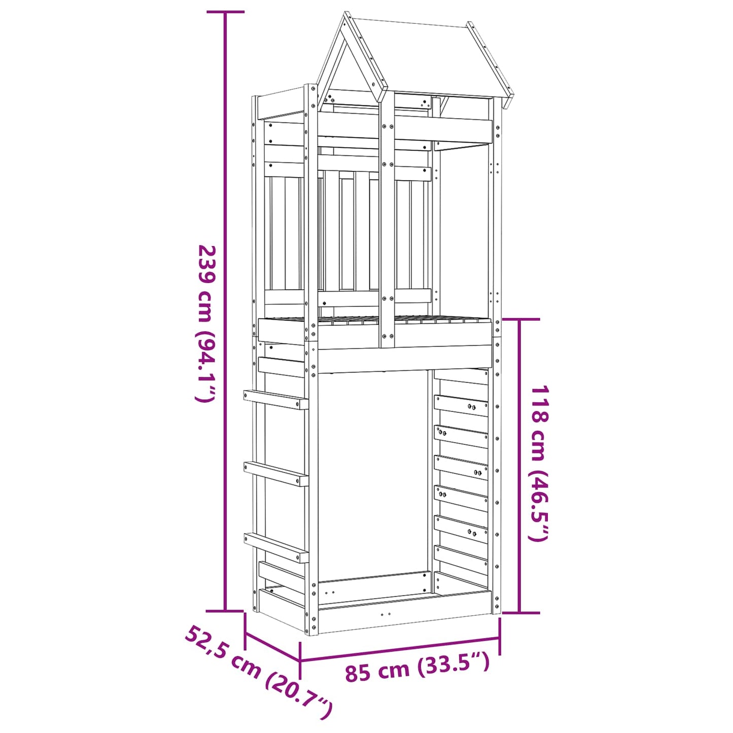 Spielturm Braun 85 X 52,5 X 239 Cm