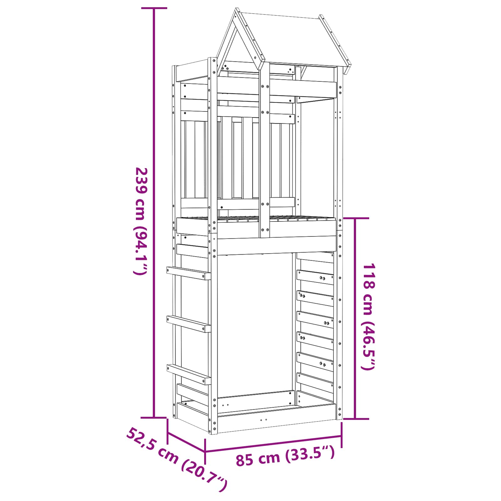 Spielturm Braun 85 X 52,5 X 239 Cm