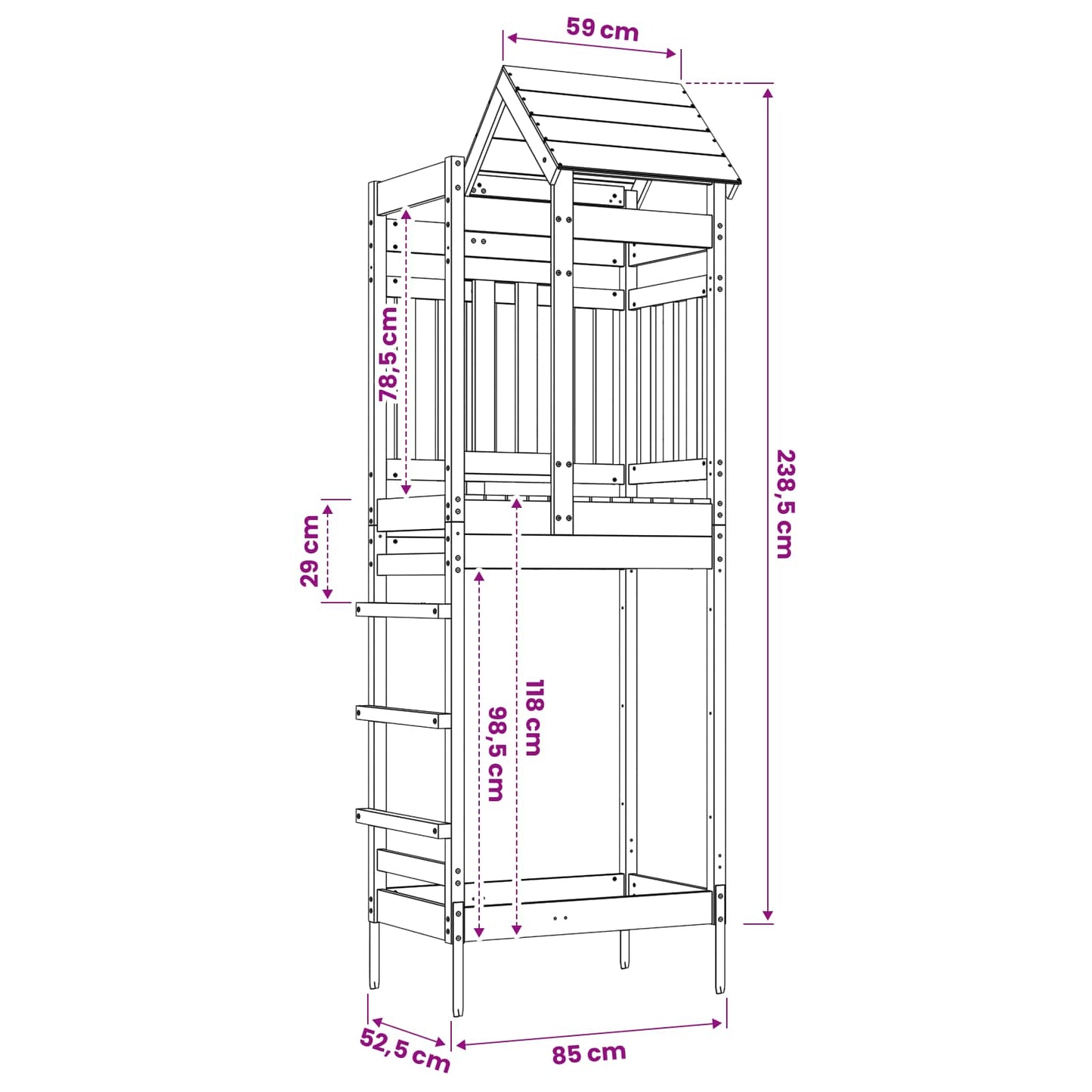 Spielturm Braun 52,5 X 85 X 238 Cm Massives Douglasienholz