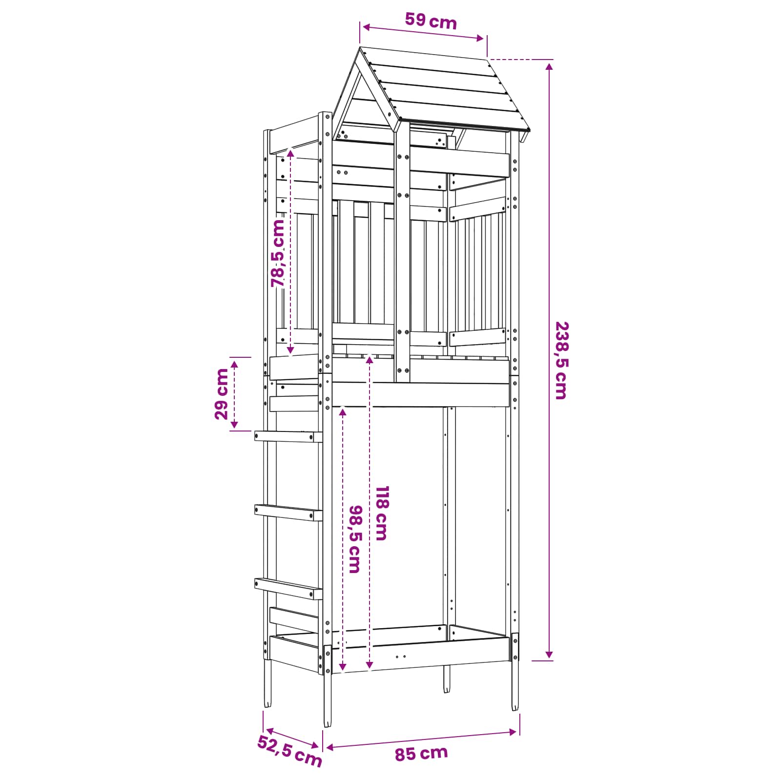 Spielturm Braun 52,5 X 85 X 238 Cm Massives Douglasienholz