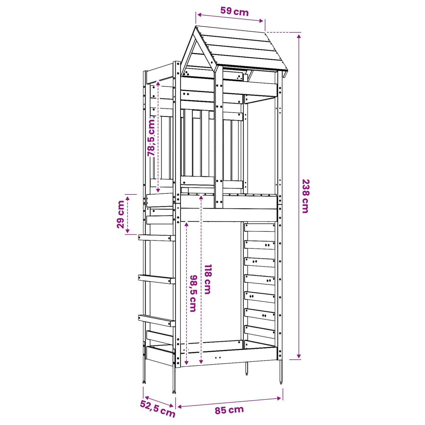Spielturm Braun 52,5 X 85 X 238 Cm