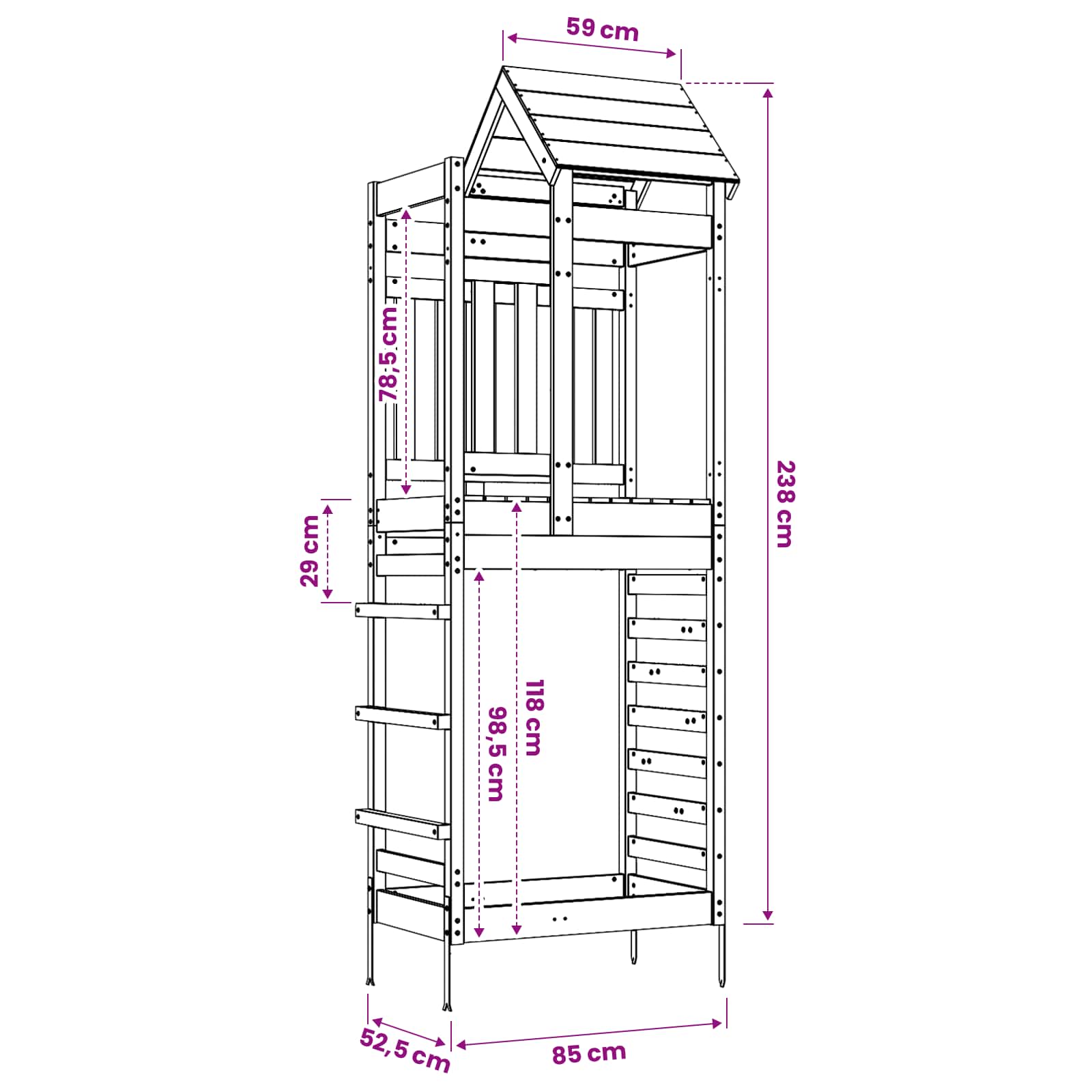 Spielturm Braun 52,5 X 85 X 238 Cm