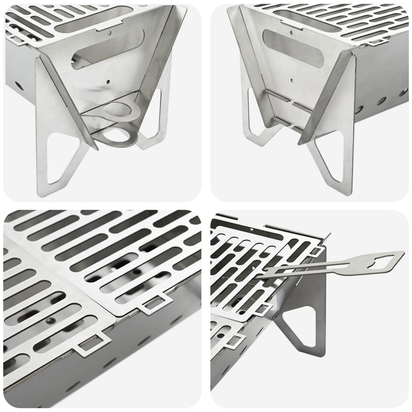 Camping Feuerstelle 42 X 22 X 18 Cm Edelstahl Silber