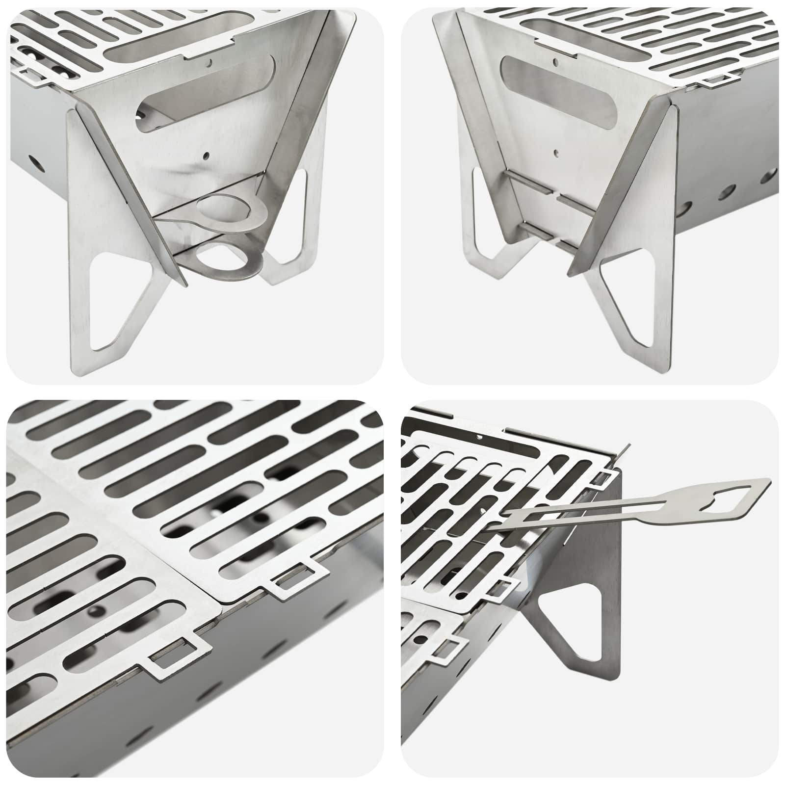 Camping Feuerstelle 42 X 22 X 18 Cm Edelstahl Silber