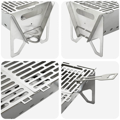 Camping Feuerstelle 42 X 22 X 18 Cm Edelstahl Silber