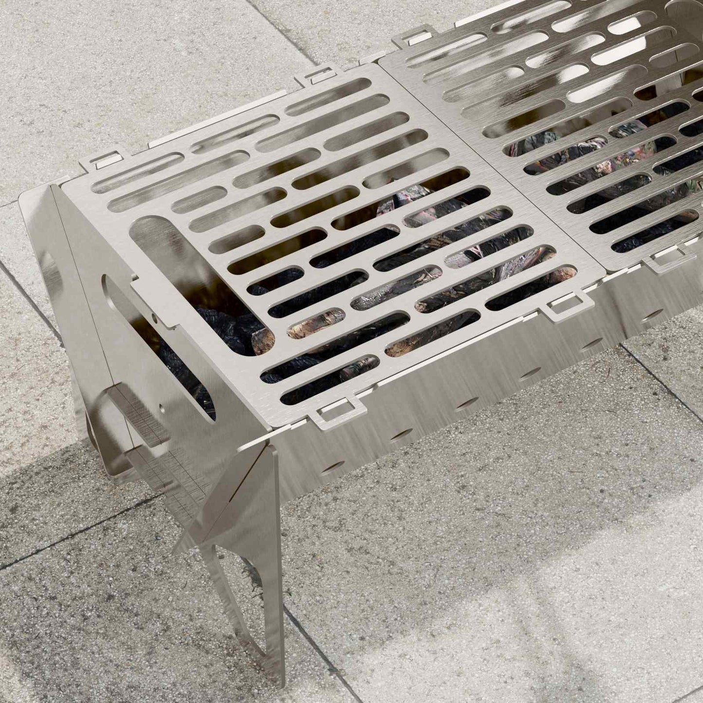 Camping Feuerstelle 42 X 22 X 18 Cm Edelstahl Silber