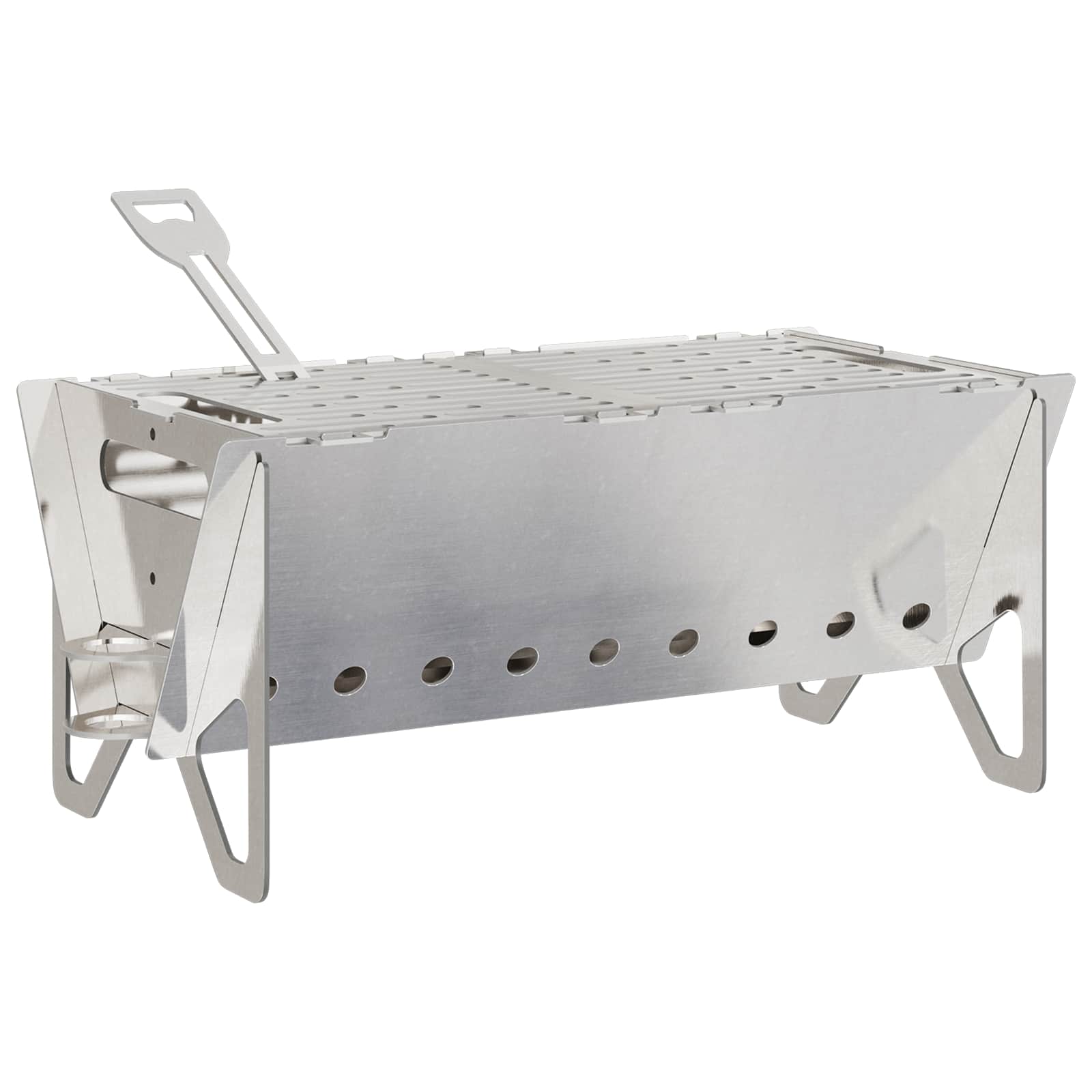 Camping Feuerstelle 42 X 22 X 18 Cm Edelstahl Silber