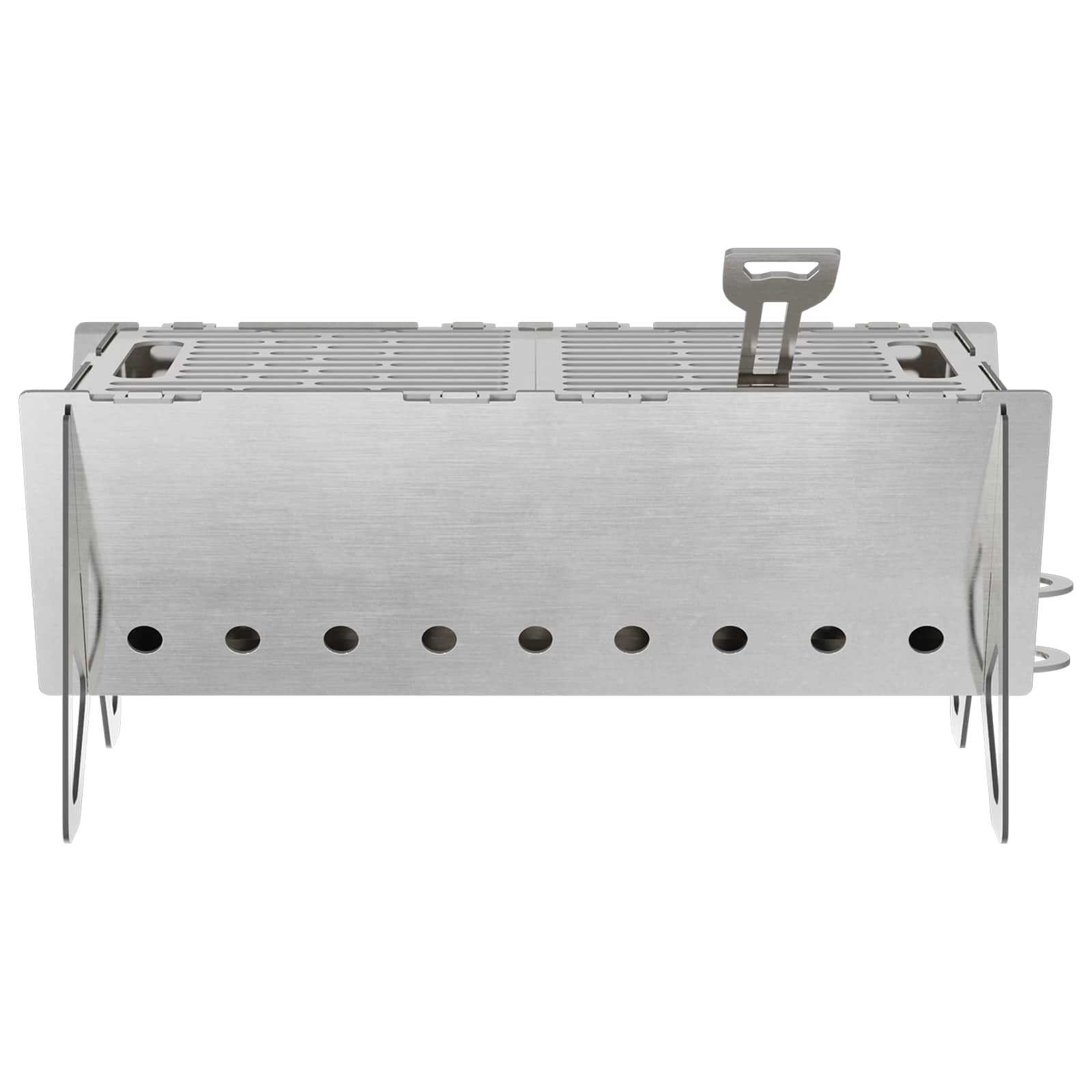 Camping Feuerstelle 42 X 22 X 18 Cm Edelstahl Silber