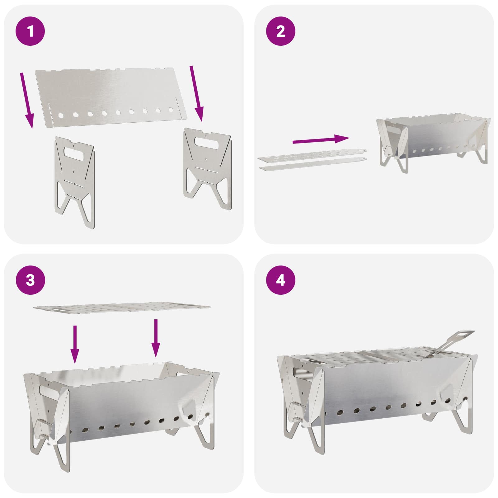 Camping Feuerstelle 42 X 22 X 18 Cm Edelstahl Silber