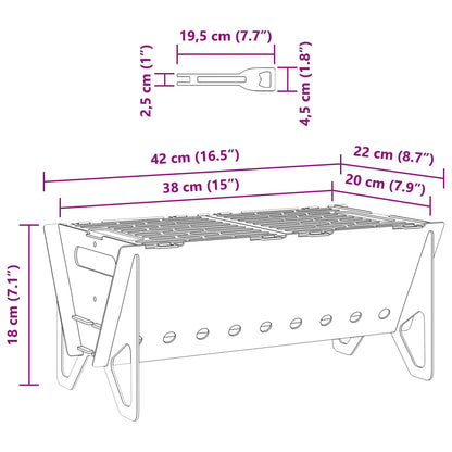 Camping Feuerstelle 42 X 22 X 18 Cm Edelstahl Silber