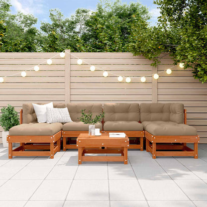 7-Tlg. Garten-Lounge-Set Mit Kissen Massivholz