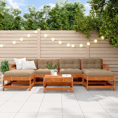 7-Tlg. Garten-Lounge-Set Mit Kissen Massivholz