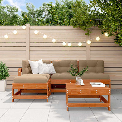 5-Tlg. Garten-Lounge-Set Mit Kissen Massivholz
