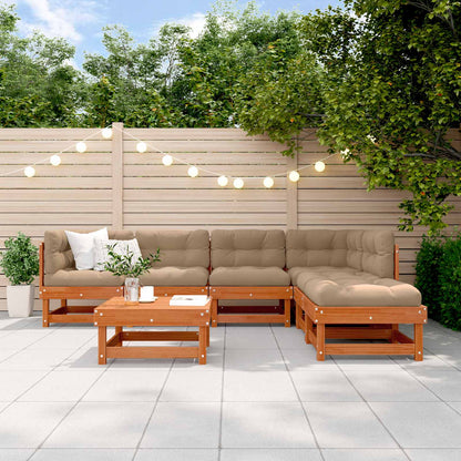 7-Tlg. Garten-Lounge-Set Mit Kissen Massivholz