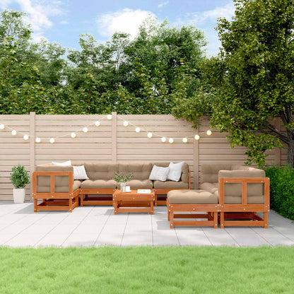 10-Tlg. Garten-Lounge-Set Mit Kissen Massivholz