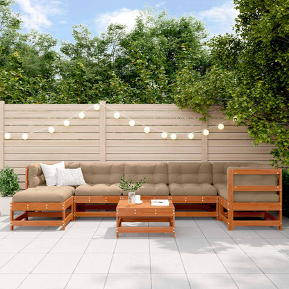 8-Tlg. Garten-Lounge-Set Mit Kissen Weiß Massivholz