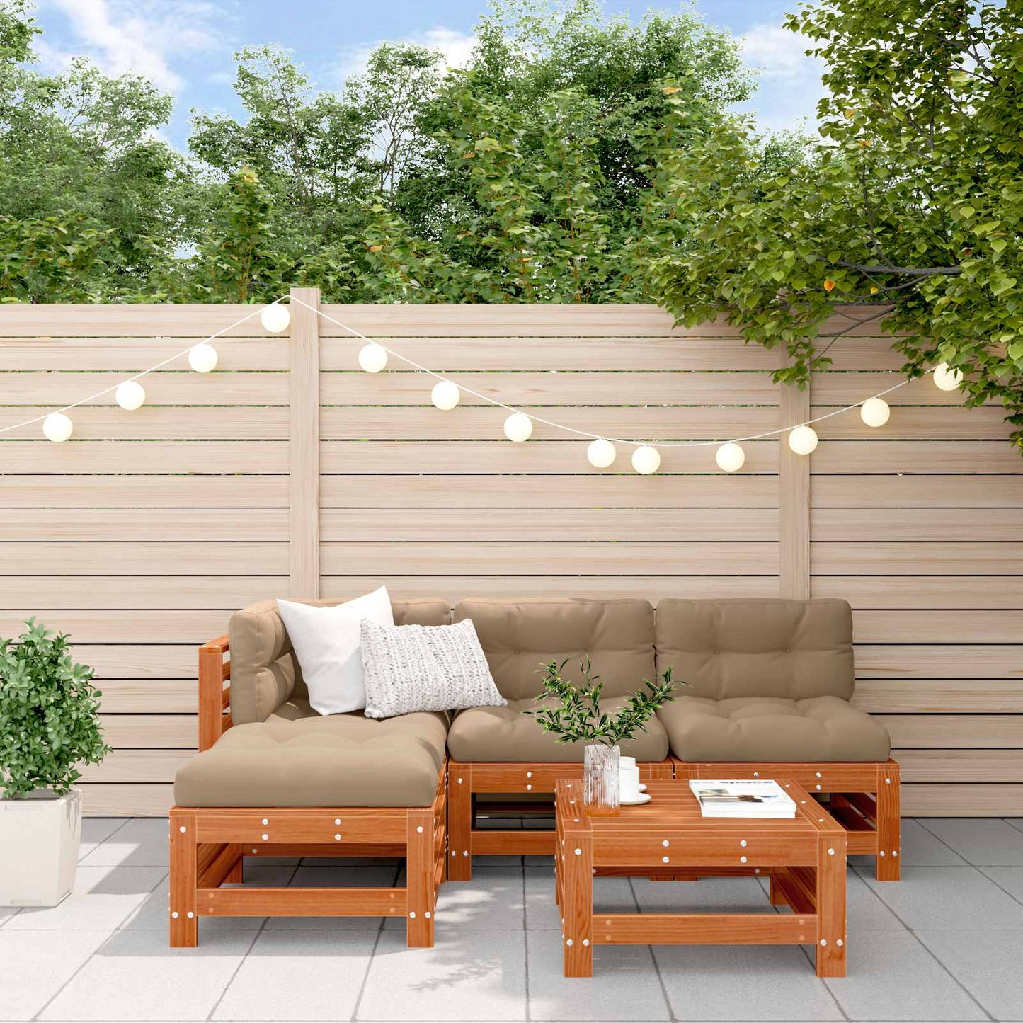 5-Tlg. Garten-Lounge-Set Massivholz Douglasie