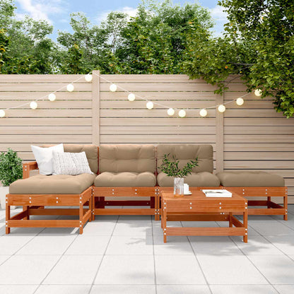 6-Tlg. Garten-Lounge-Set Mit Kissen Massivholz