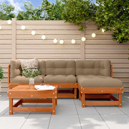 5-Tlg. Garten-Lounge-Set Mit Kissen Massivholz