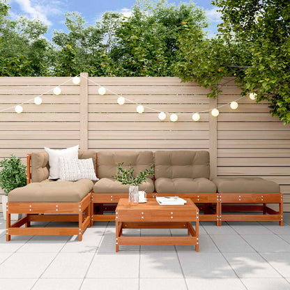 6-Tlg. Garten-Lounge-Set Mit Kissen Weiß Massivholz