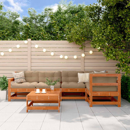 6-Tlg. Garten-Lounge-Set Mit Kissen Massivholz