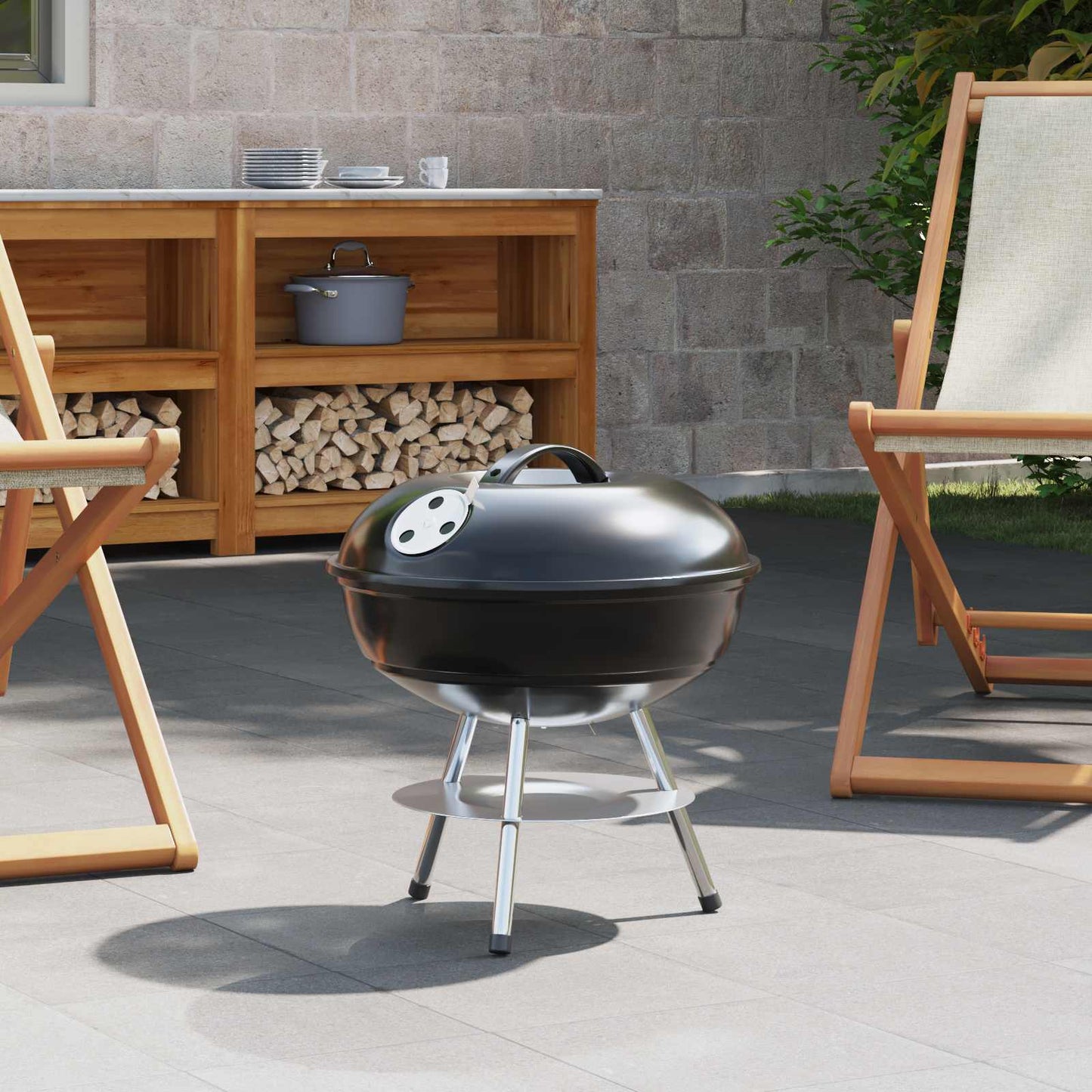 Holzkohlegrill Schwarz 36,5 X 36,5 X 40 Cm