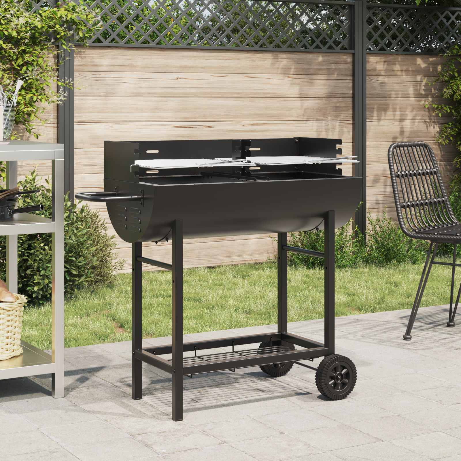 Holzkohlegrill 96,5 X 42,5 X 88,5 Cm Schwarz