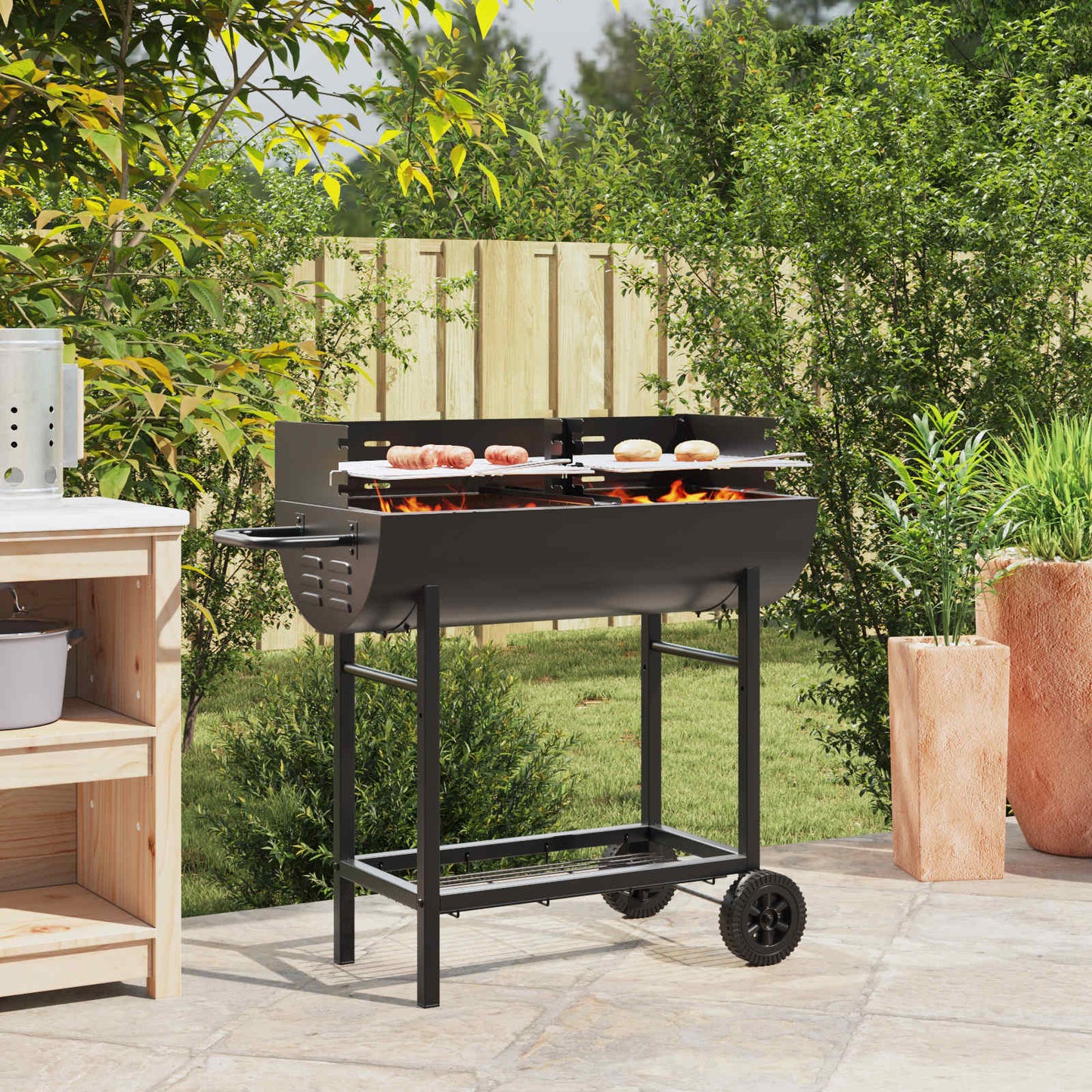 Holzkohlegrill 96,5 X 42,5 X 88,5 Cm Schwarz