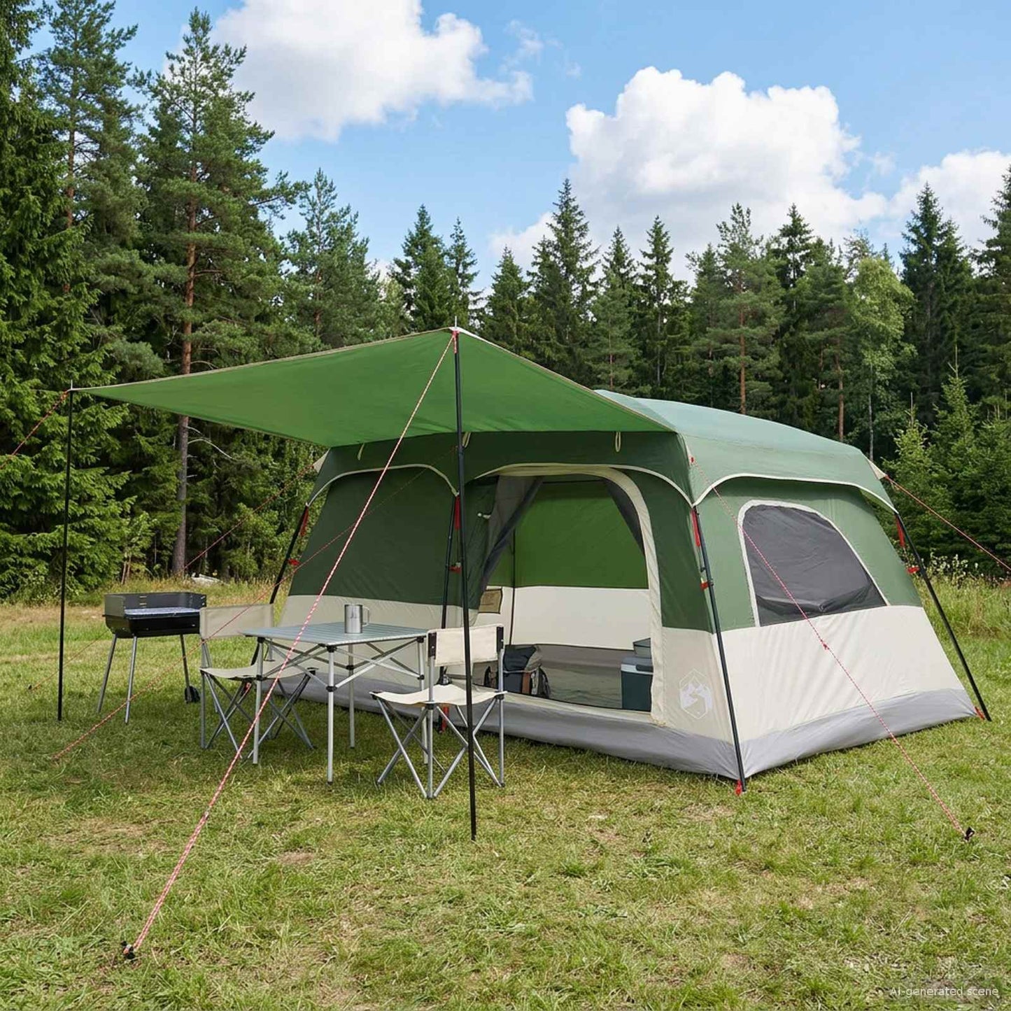 Familienzelt 420 X 305 X 200 Cm Polyester Und Stahl