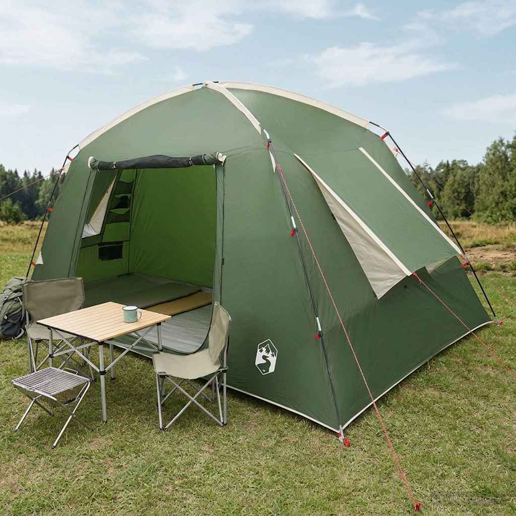 Hütten-Zelt Mit Dach Olivegrün 400 X 210 X 180 Cm Polyester